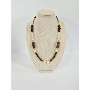 Vintage Selro Carnelian Hand Carved Agate Stone Asian Symbol Beaded Necklace